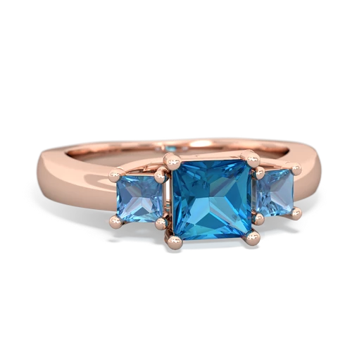 London Topaz Genuine London Blue Topaz with Genuine Swiss Blue Topaz and Lab Created Sapphire Three Stone Trellis ring Ring