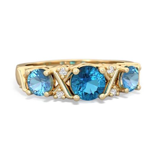 London Topaz Genuine London Blue Topaz with Genuine Swiss Blue Topaz and Lab Created Emerald Hugs and Kisses ring Ring