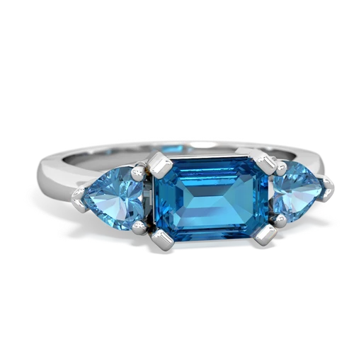 London Topaz Genuine London Blue Topaz with Genuine Swiss Blue Topaz and Lab Created Sapphire Three Stone ring Ring