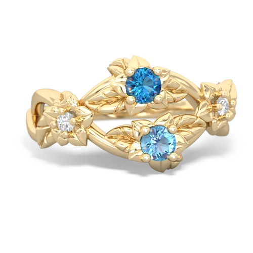 London Topaz Genuine London Blue Topaz with Genuine Swiss Blue Topaz Sparkling Bouquet ring Ring