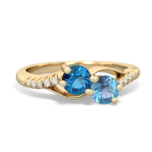 London Topaz Genuine London Blue Topaz with Genuine Swiss Blue Topaz Two Stone Infinity ring Ring