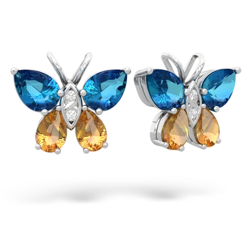 london topaz-citrine butterfly earrings