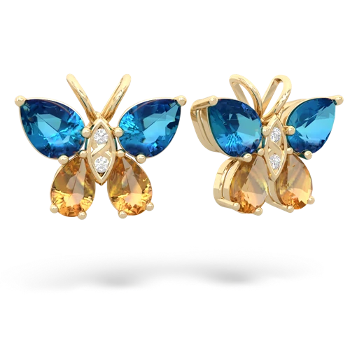 london topaz-citrine butterfly earrings