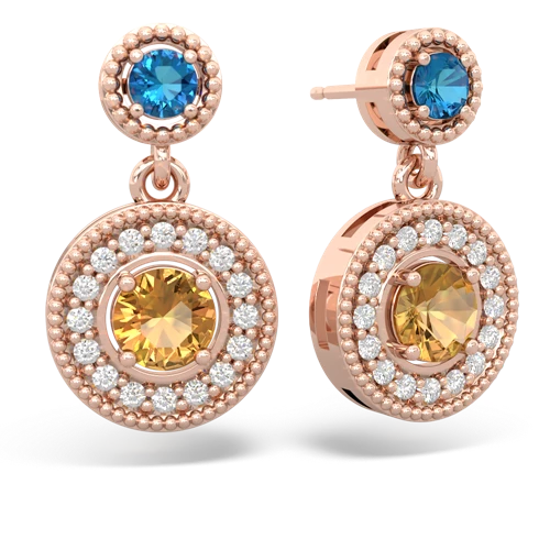 london topaz-citrine halo earrings