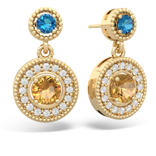 london topaz-citrine halo earrings