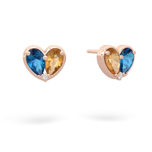 london topaz-citrine one heart earrings