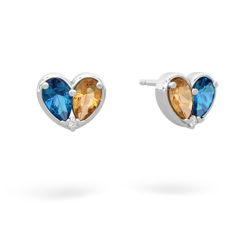 london topaz-citrine one heart earrings