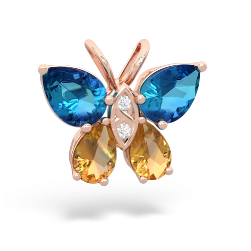 london topaz-citrine butterfly pendant