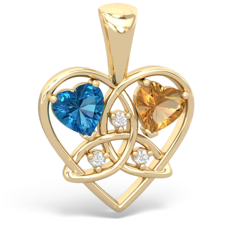 london topaz-citrine celtic heart pendant