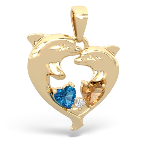 london topaz-citrine dolphins pendant