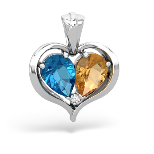 london topaz-citrine half heart whole pendant