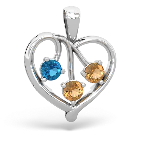 London Topaz Genuine London Blue Topaz with Genuine Citrine and Lab Created Emerald Glowing Heart pendant Pendant