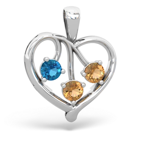 london topaz-citrine love heart pendant