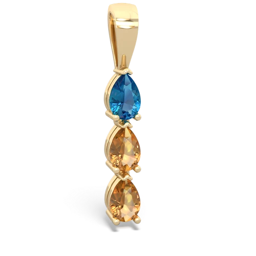 london topaz-citrine three stone pendant