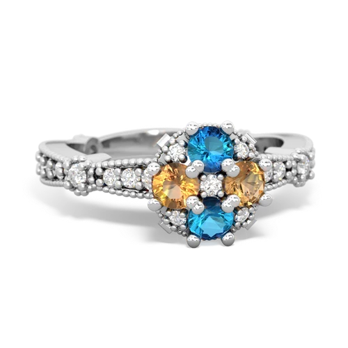 london topaz-citrine art deco engagement ring