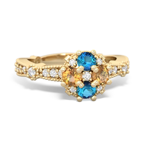 london topaz-citrine art deco engagement ring