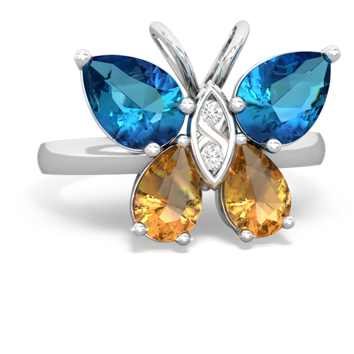 london topaz-citrine butterfly ring