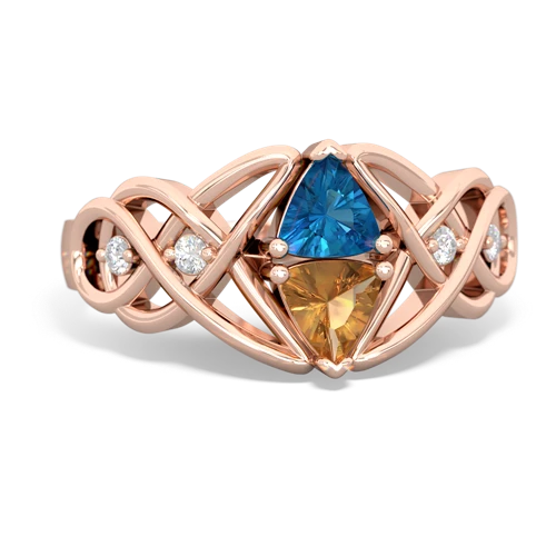 london topaz-citrine celtic knot ring