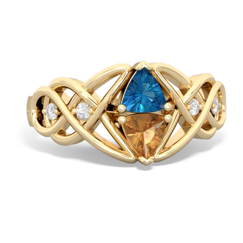 london topaz-citrine celtic knot ring