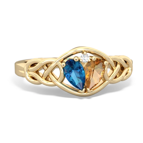 london topaz-citrine celtic knot ring