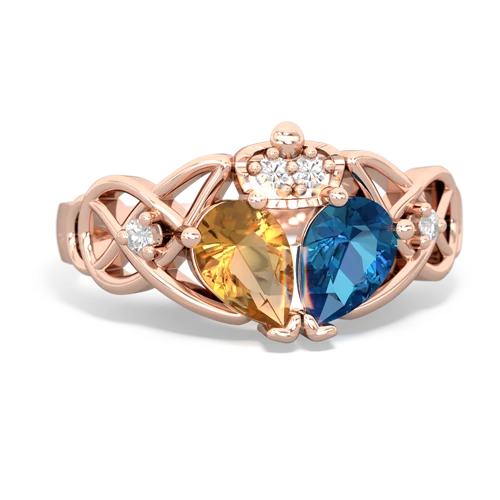 london topaz-citrine claddagh ring