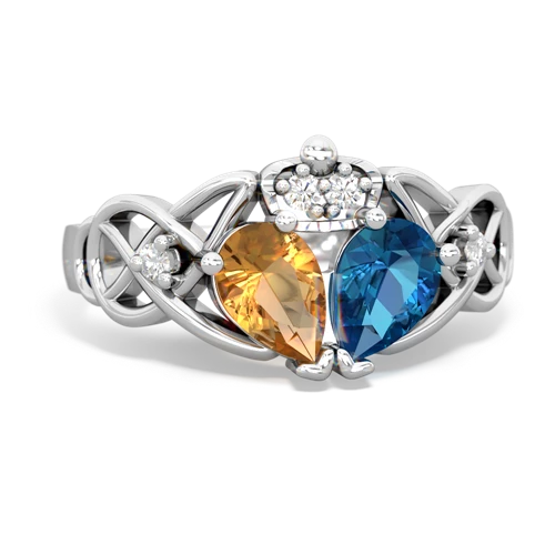 london topaz-citrine claddagh ring