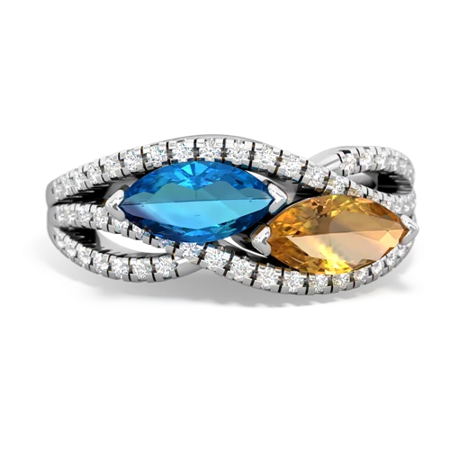 london topaz-citrine double heart ring