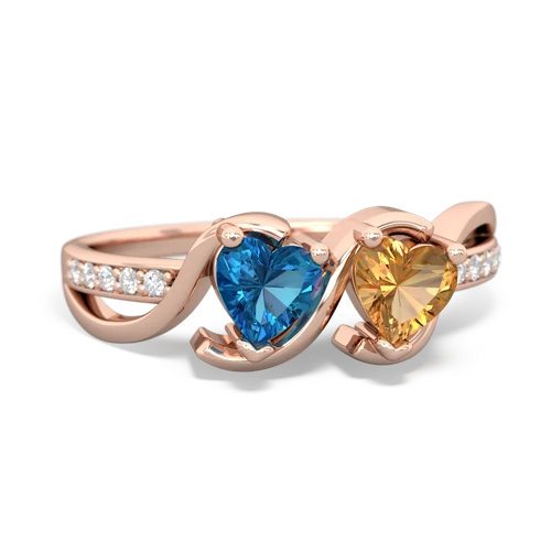 london topaz-citrine double heart ring