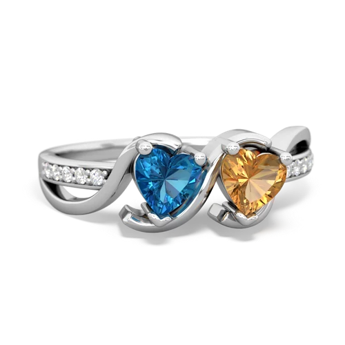 london topaz-citrine double heart ring