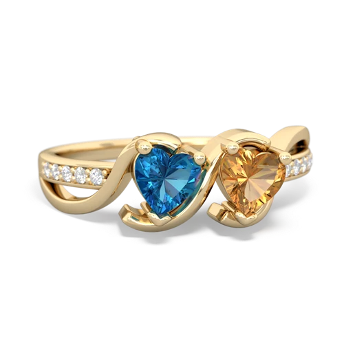 london topaz-citrine double heart ring