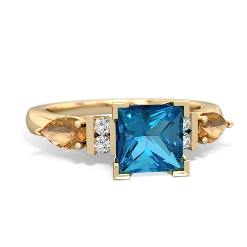 London Topaz Genuine London Blue Topaz with Genuine Citrine and Genuine Aquamarine Engagement ring Ring