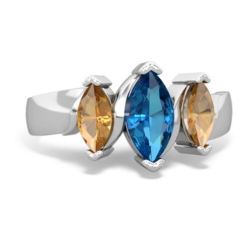 London Topaz Genuine London Blue Topaz with Genuine Citrine and Lab Created Emerald Three Peeks ring Ring