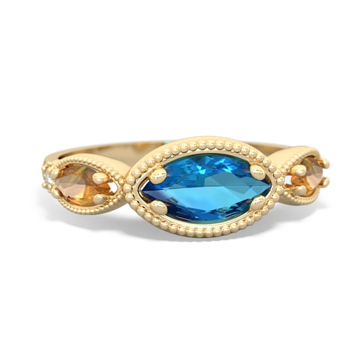 london topaz-citrine milgrain marquise ring