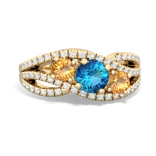 london topaz-citrine three stone pave ring