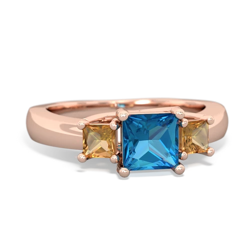 London Topaz Genuine London Blue Topaz with Genuine Citrine and Genuine Pink Tourmaline Three Stone Trellis ring Ring