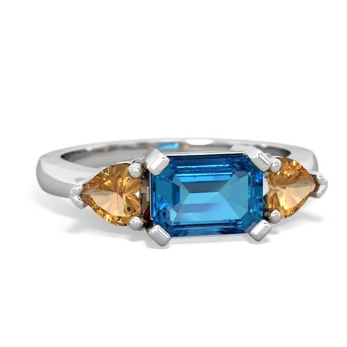 London Topaz Genuine London Blue Topaz with Genuine Citrine and Lab Created Emerald Three Stone ring Ring