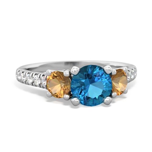 London Topaz Genuine London Blue Topaz with Genuine Citrine and Lab Created Emerald Pave Trellis ring Ring