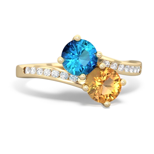 london topaz-citrine two stone channel ring