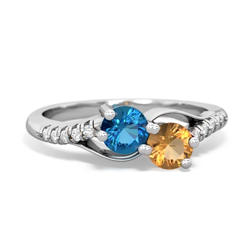 london topaz-citrine two stone infinity ring