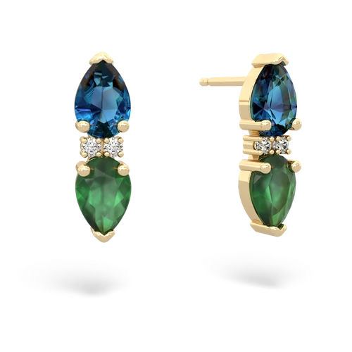 london topaz-emerald bowtie earrings
