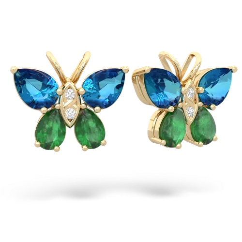 london topaz-emerald butterfly earrings
