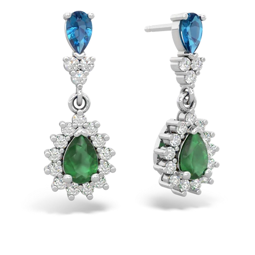 london topaz-emerald dangle earrings