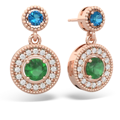 london topaz-emerald halo earrings