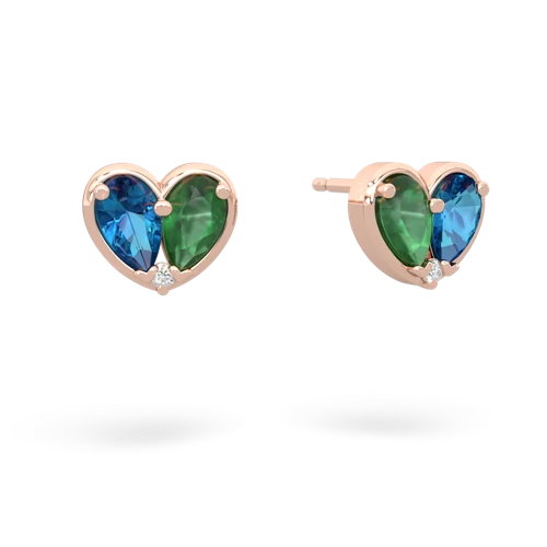 london topaz-emerald one heart earrings