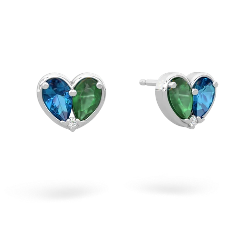 london topaz-emerald one heart earrings