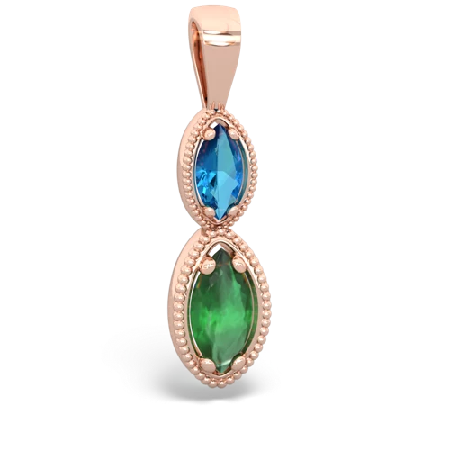 london topaz-emerald antique milgrain pendant
