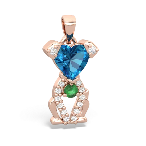 london topaz-emerald birthstone puppy pendant