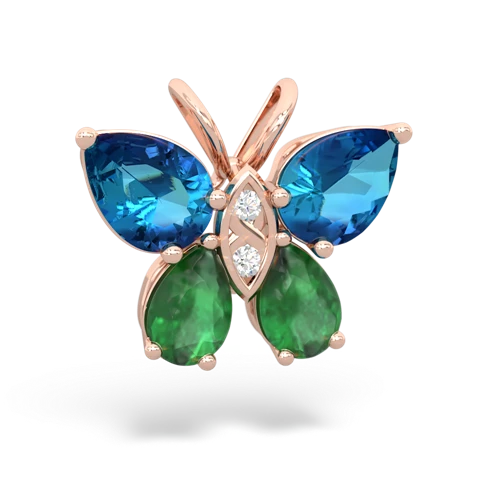 london topaz-emerald butterfly pendant