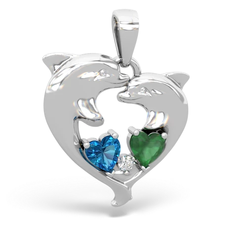 london topaz-emerald dolphins pendant