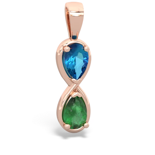 London Topaz Genuine London Blue Topaz with Genuine Emerald Infinity pendant Pendant